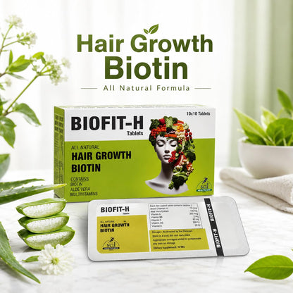 SCIL HEALTHCARE.INDIA Biofit-H Natural Hair Growth Biotin Supplement Tablets | Daily Hair Care Formula with Essential Nutritional Support