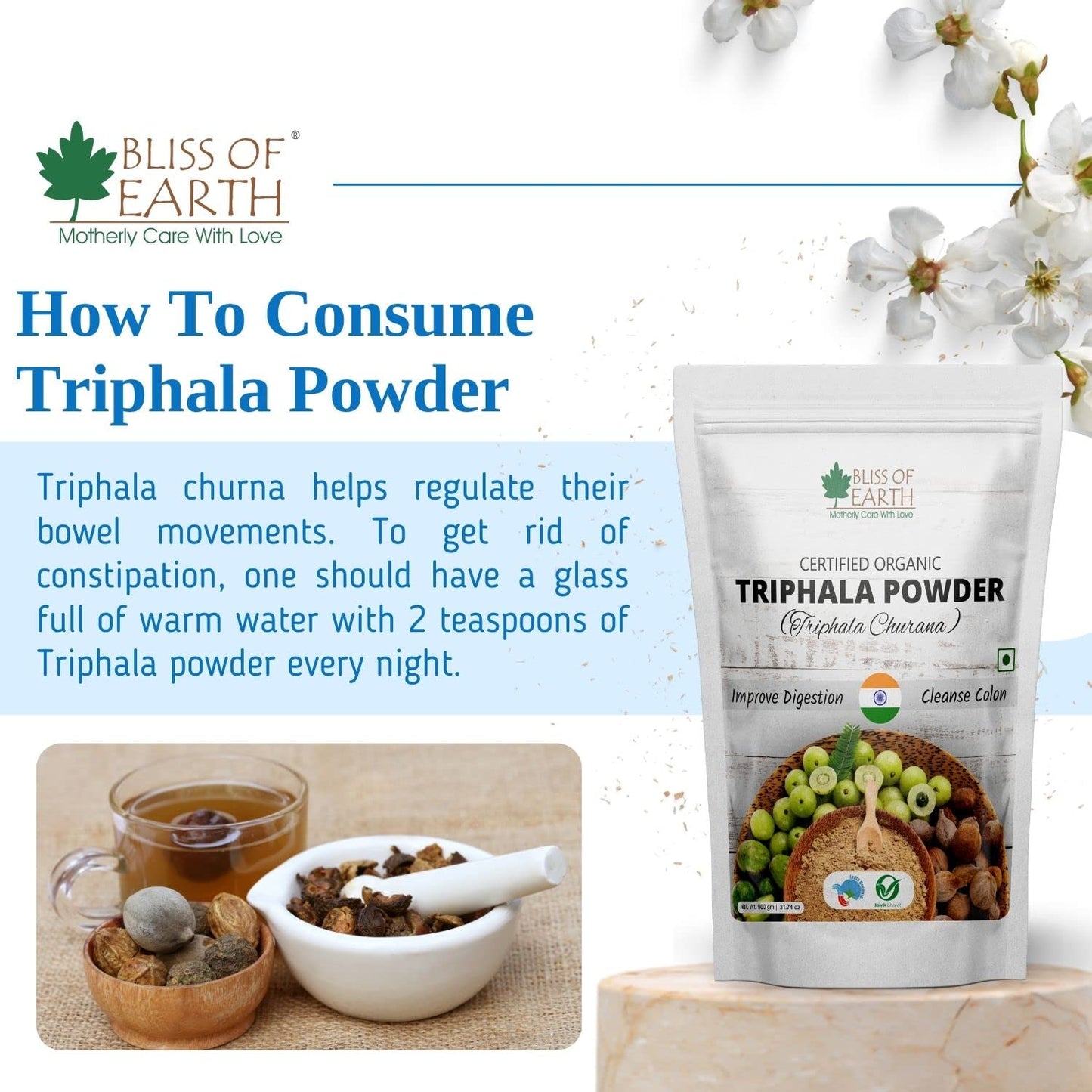 Bliss of Earth Organic Triphala Powder, Ayurvedic Churna, Herbal Blend- image 3