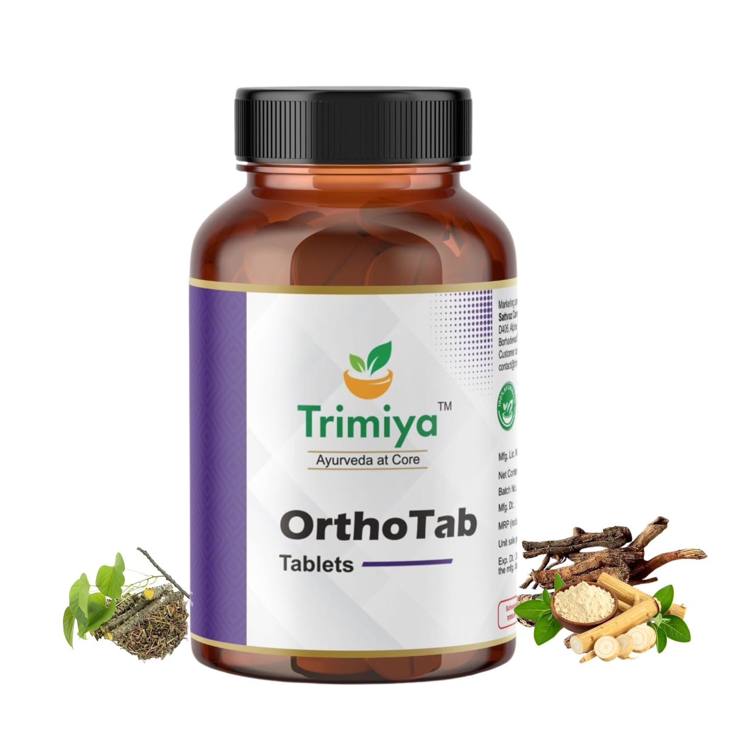 Trimiya OrthoTab Ayurvedic Joint Pain Relief Tablets | With Shallaki, Ashwagandha & Mahayograj Guggul | For Knee, Back & Muscular Pain Relief | Enhances Bone Strength & Flexibility | 60 Tablets