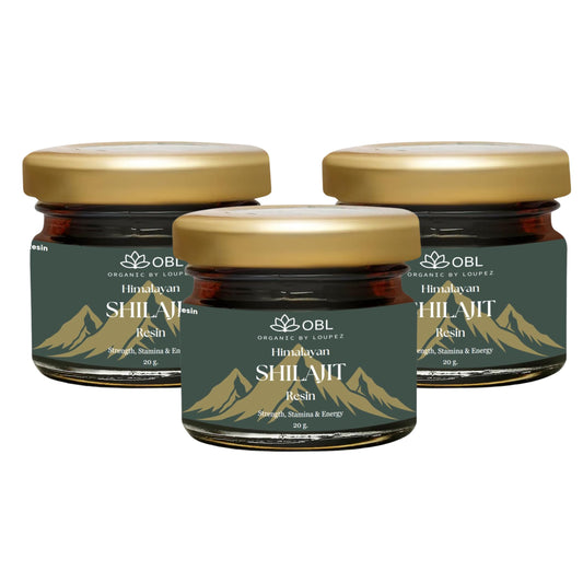 OBL ORGANIC BY LOUPEZ Shilajit Resin | Strength, Stamina & vitality| Muscle Booster | Organic Supplement - Pack Of 3 (Unflavoured) 20g each| 240 servings |