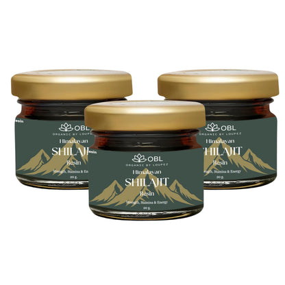 OBL ORGANIC BY LOUPEZ Shilajit Resin | Strength, Stamina & vitality| Muscle Booster | Organic Supplement - Pack Of 3 (Unflavoured) 20g each| 240 servings |