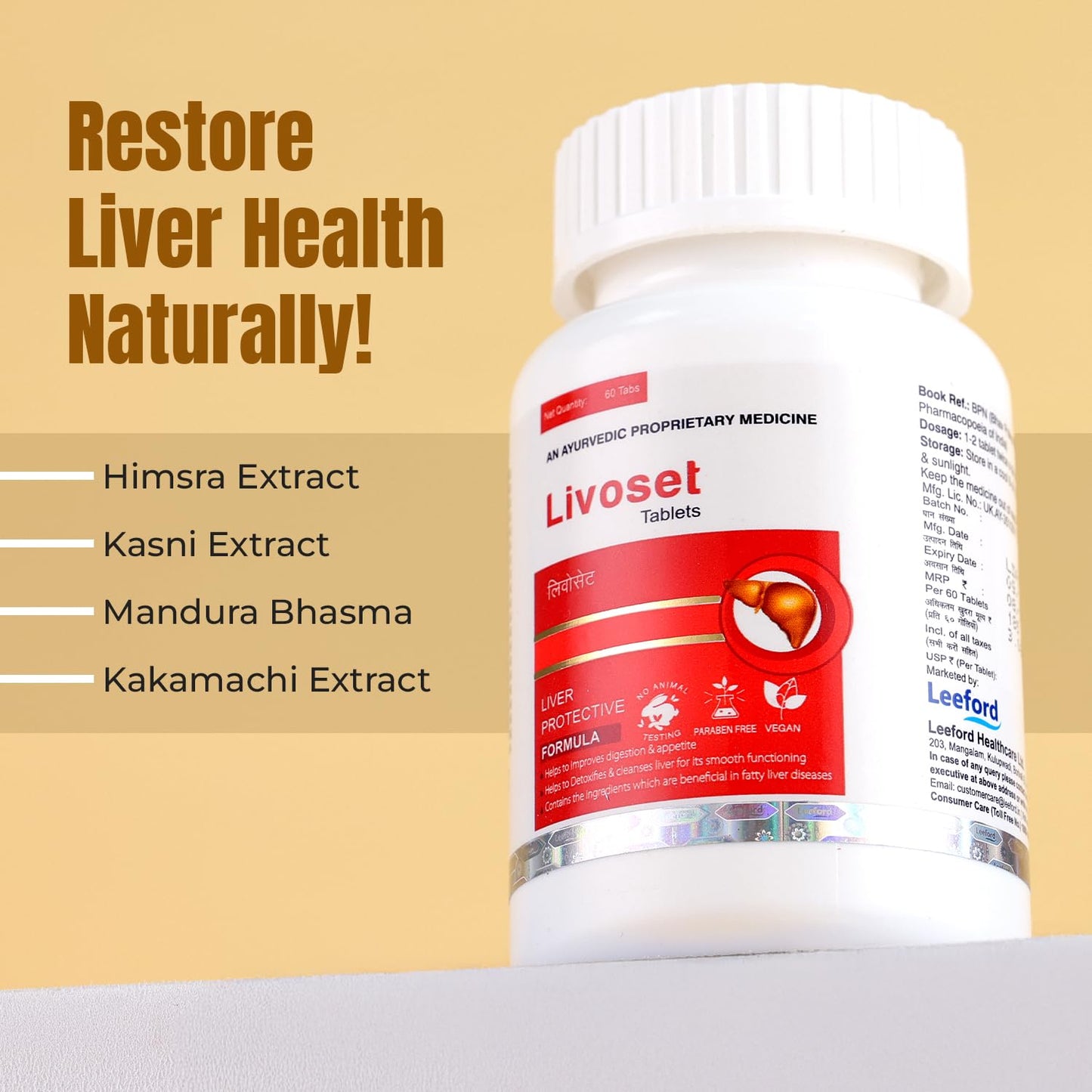 Livoset Liver Care – 60 Tablets | Ayurvedic Formula for Detox, Fatty Liver & Metabolism | Supports Digestion, Appetite & Natural Wellness