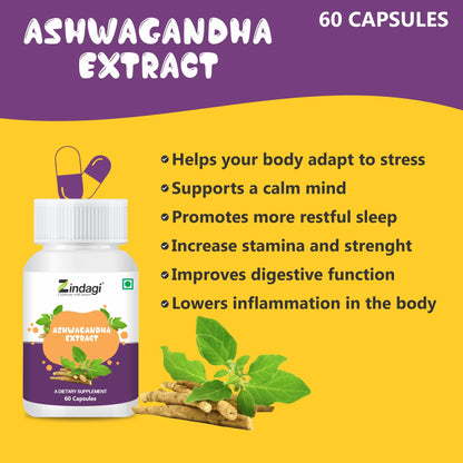Zindagi Ashwagandha Capsules | Herbal Supplement| (Pack of 3))