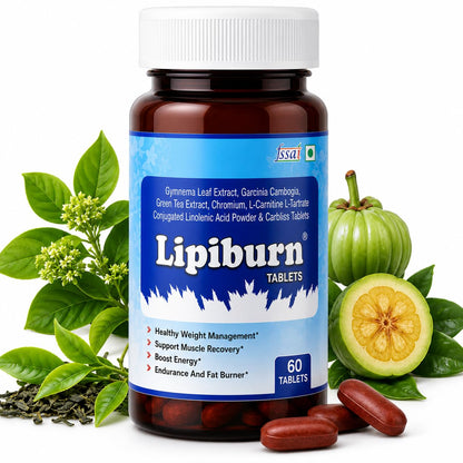 Lipiburn Fat Burner & Weight Management Tablets for Men & Women | Energy Booster & Metabolism Support | Gymnema, Garcinia Cambogia & Green Tea Extract | Supports Muscle Recovery | 60 Tablets