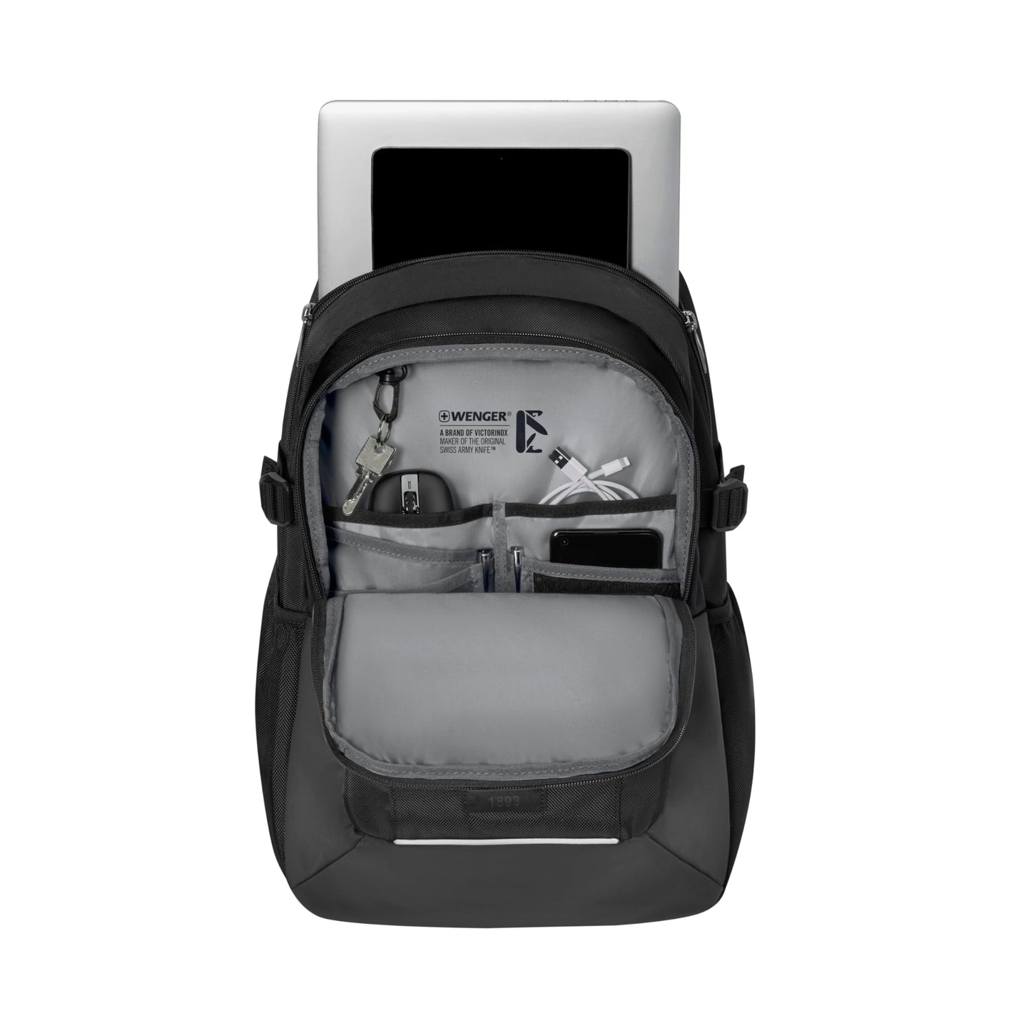WENGER, New Essentials 2023, XE RYDE 16 inches Laptop Backpack (26 liters), 47 cm, Recycled Polyester PVC, Black, 612736, Travel Bag with Tablet Pocket | Swiss Designed