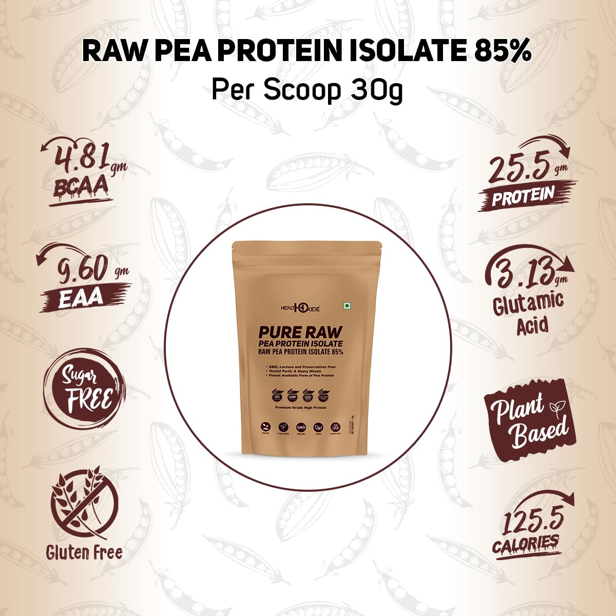 Healthoxide Pea Protein Isolate 85% - Unflavoured, Vegan, Gluten-Free,- image 3