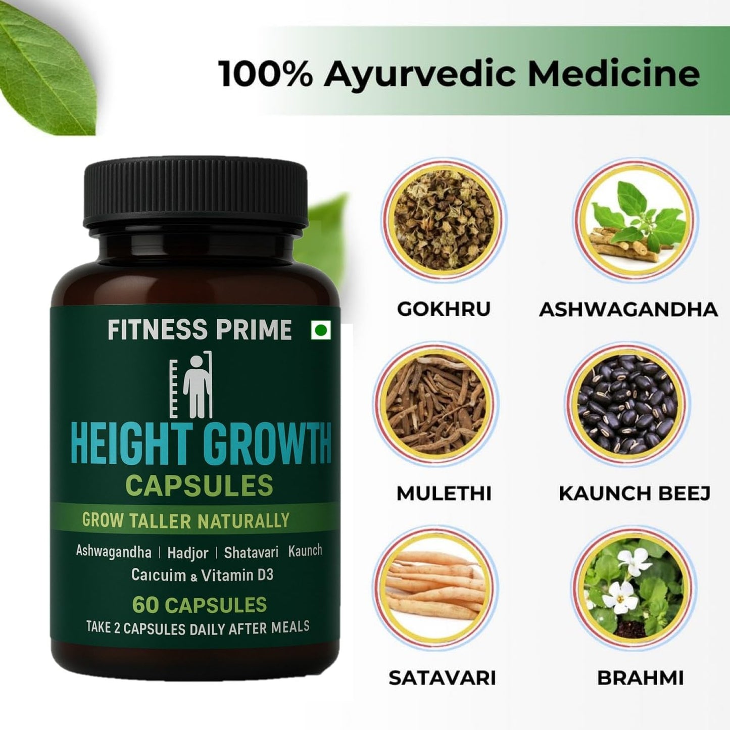 Fitness Prime Herbal Wellness Capsules (60 Capsules) | Essential Vitamins & Minerals Supplement | Supports Bone Health, Immunity & Daily Wellness | Ayurvedic Health Care Formula