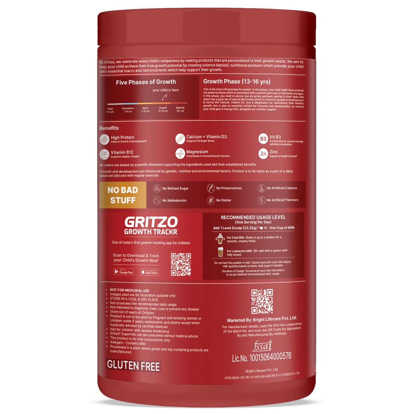 Gritzo SuperMilk Athlete Iron Man (13+y Boy & Girl), 17g Protein Powder (Double Chocolate, 400g) | No Refined Sugars, 20 Vitamins & Minerals
