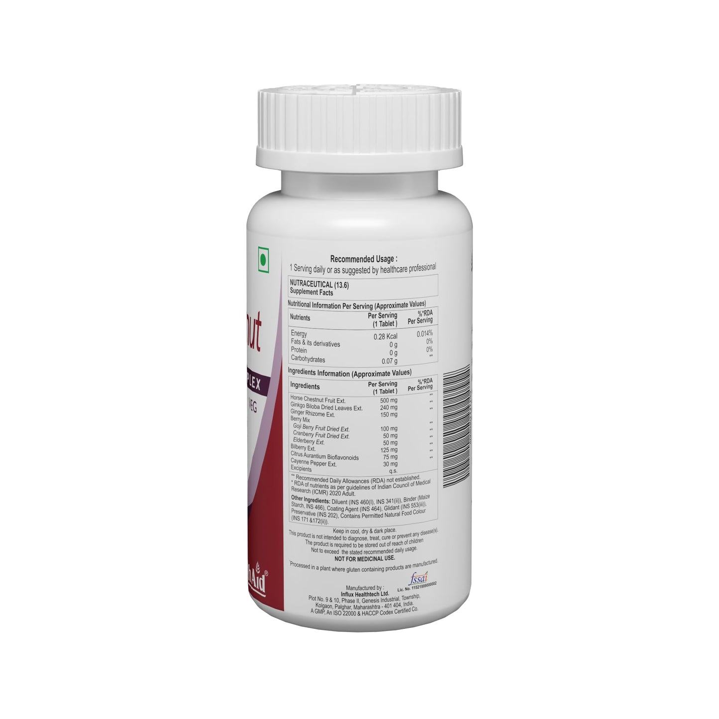 HealthAid Horse Chestnut Complex 60 Veg Tablets| Supports Vascular Health, Varicose Veins, Hemorrhoids, Restless Legs & Healthy Circulation | Discomfort Relief with Herbal Extracts | For Men & Women