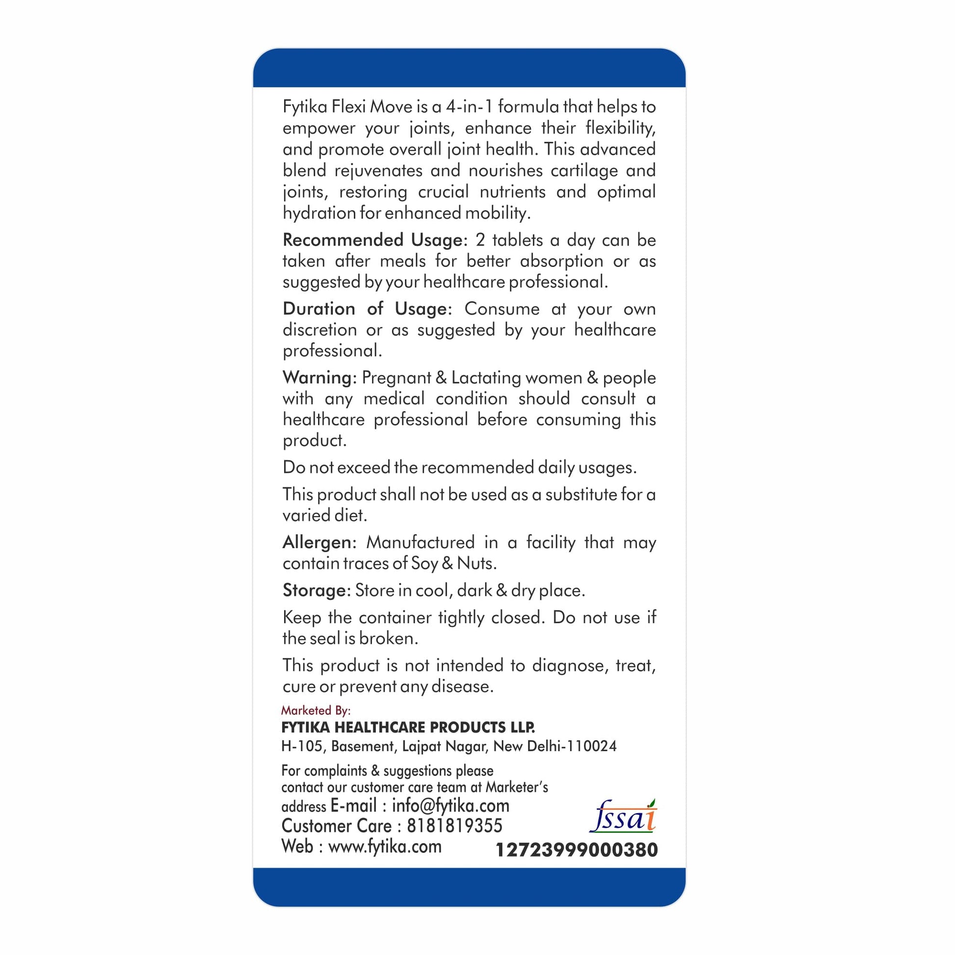 FYTIKA HEALTHCARE PRODUCTS Flexi Move Tablets | Glucosamine, Rosehip Po- image 7