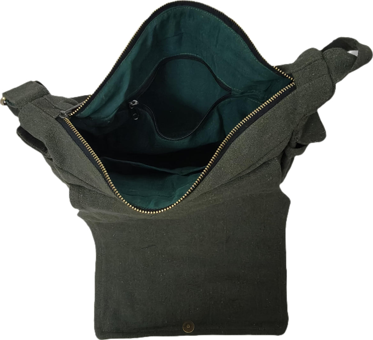 PAPYRUS String Homes Unisex PAPYRUS Handmade Messenger Bag/Pure Cotton Canvas/Brass Zipper/Antique Color Metal Fittings/Washable/Longlasting (OLIVE GREEN, MEDIUM LARGE)