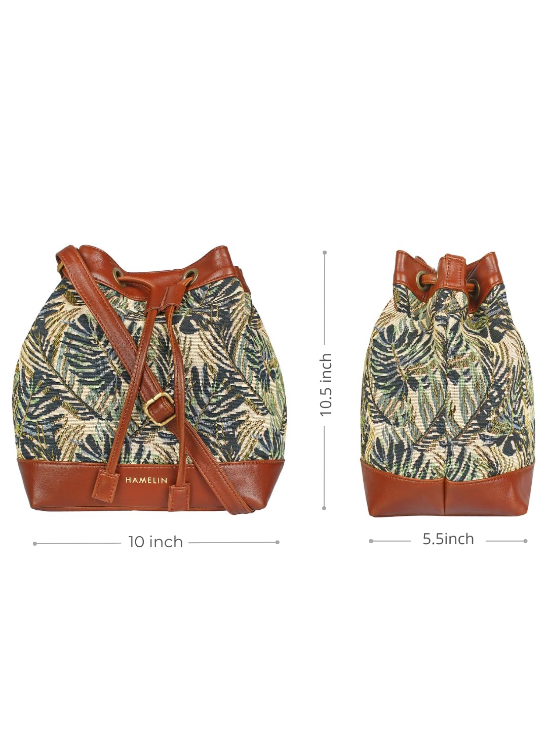 HAMELIN Women's Vegan Leather Bucket Bag | Handcrafted Sling Bag, Big Casual Bag | Stylish Travel Purse Handbag | Designer bag | Bags for Girls, Women | Casual Purse (Green)