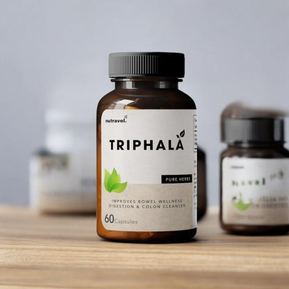 Nutravel Triphala Capsules (500 mg) | Supports Digestive Health & Wellness | 60 Capsules – Pack of 1