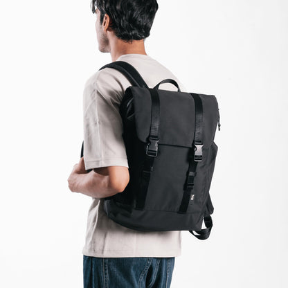DailyObjects Taiga Backpack (19L) Ultra Light Office/Travel Laptop Backpack (19L) for Men & Women with 15inch Compartment, Water-Repellent, MultiPocket, Bottle Holders with Trolley Strap- Basalt Black