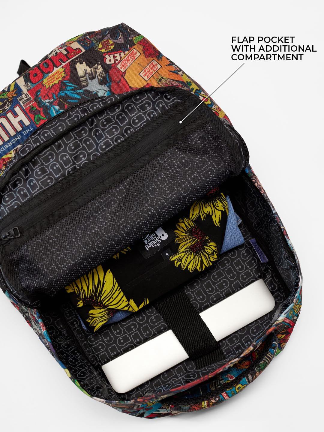 The Souled Store Marvel: Mightiest Heroes Backpacks | 19.47L Rugged Cotton Canvas Laptop Bag | 15.5 Inch Tech Sleeve & Luggage Strap | Premium Avengers Edition Travel & College Rucksack