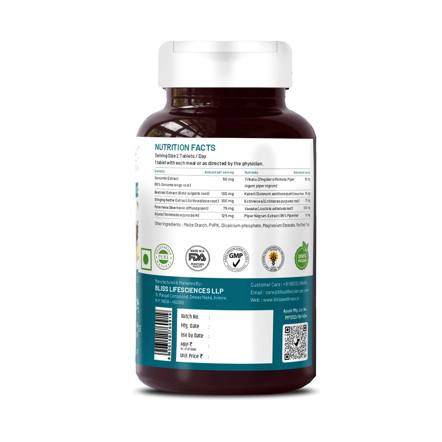 Bliss Welness Lung Detox,Curcumin Stinging Nettle Arjuna Vasaka Beetroo- image 5