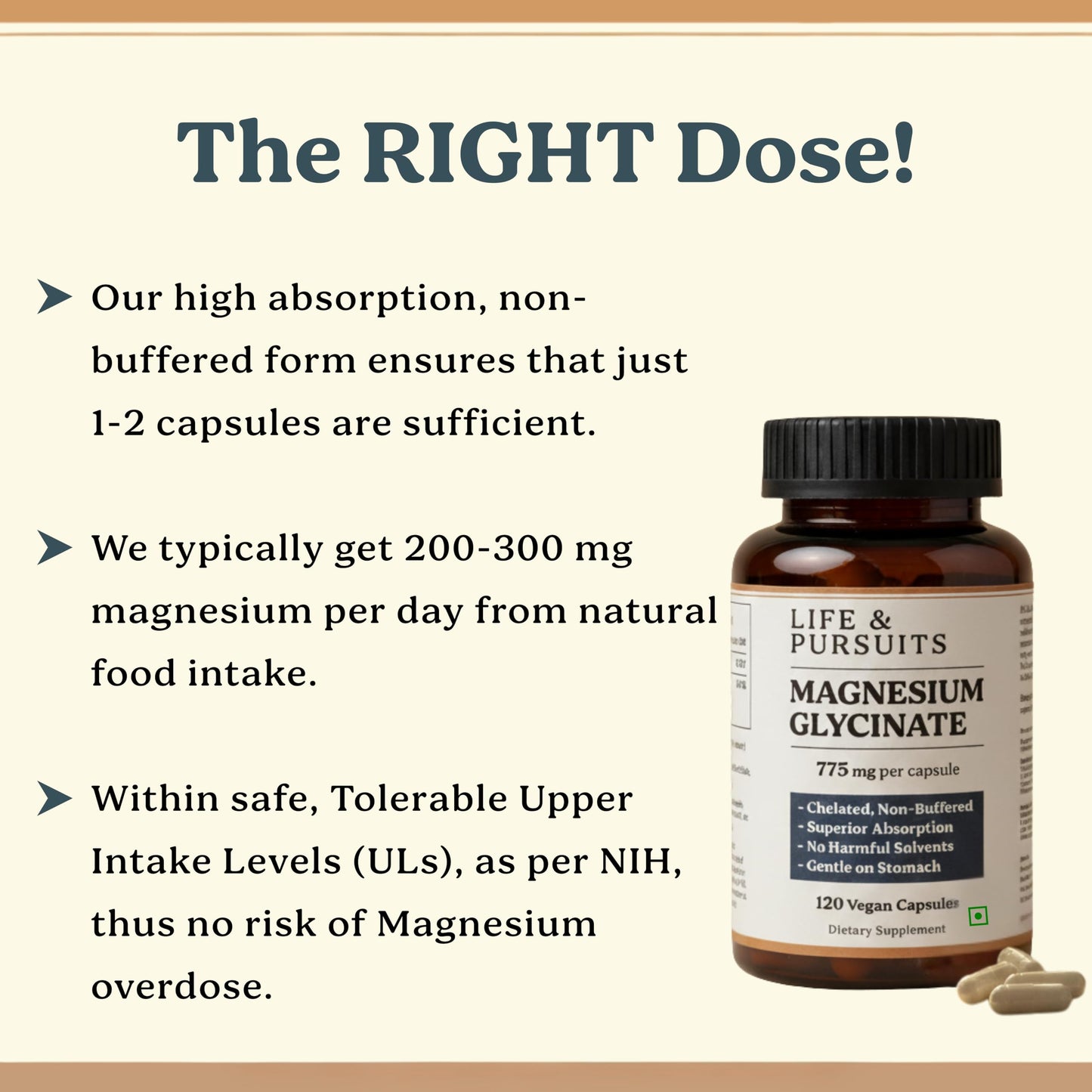 Life & Pursuits Pure Magnesium Glycinate – 120 Vegan Capsules | 100 mg Magnesium per Capsule | High Absorption Chelated, Non-Buffered Supplement | 3rd Party Lab Tested