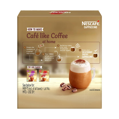 Nescafe Cappuccino | Cafe-like Coffee At Home |Coffee Premix | Just Add Hot Water | 125 G (5 Sachets x 25 G).