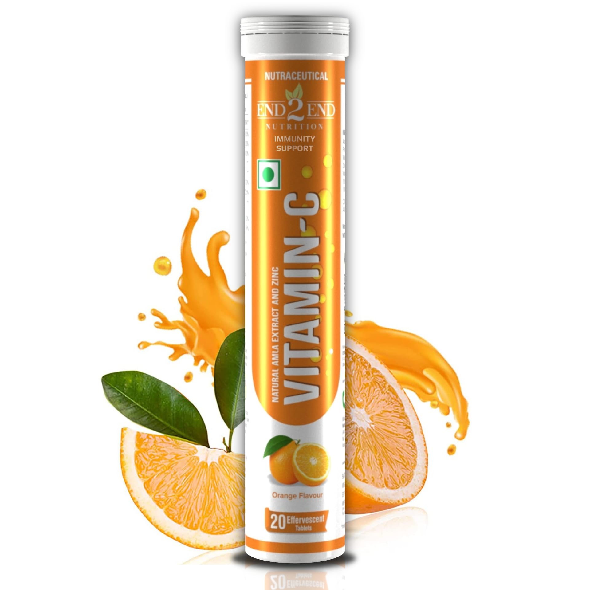 End2End Nutrition Vitamin C Natural Amla Extract with Zinc for Immunity, Skin Ca