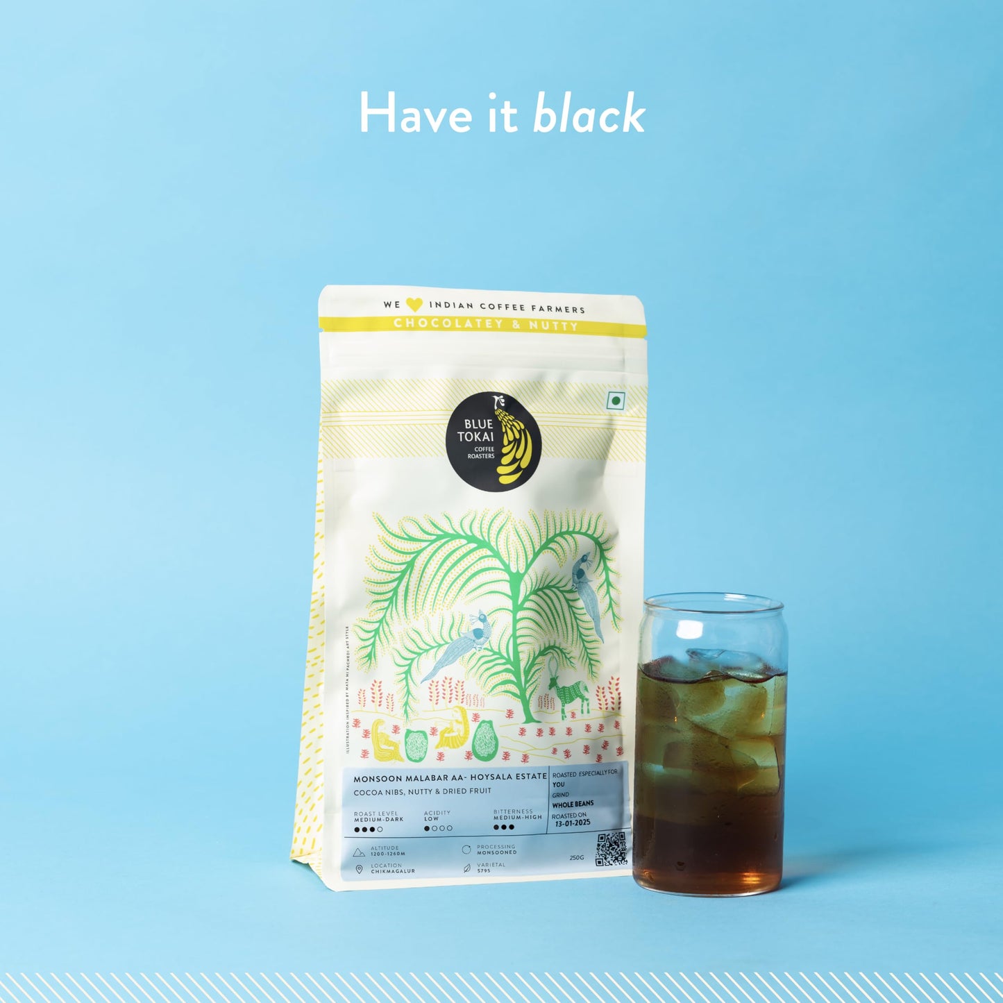 Blue Tokai Coffee Roasters Monsoon Malabar AA - Medium Dark Roast | French Press Coffee Grind 250g | 100% Arabica Beans | Specialty Grade | Freshly Roasted Ground Coffee