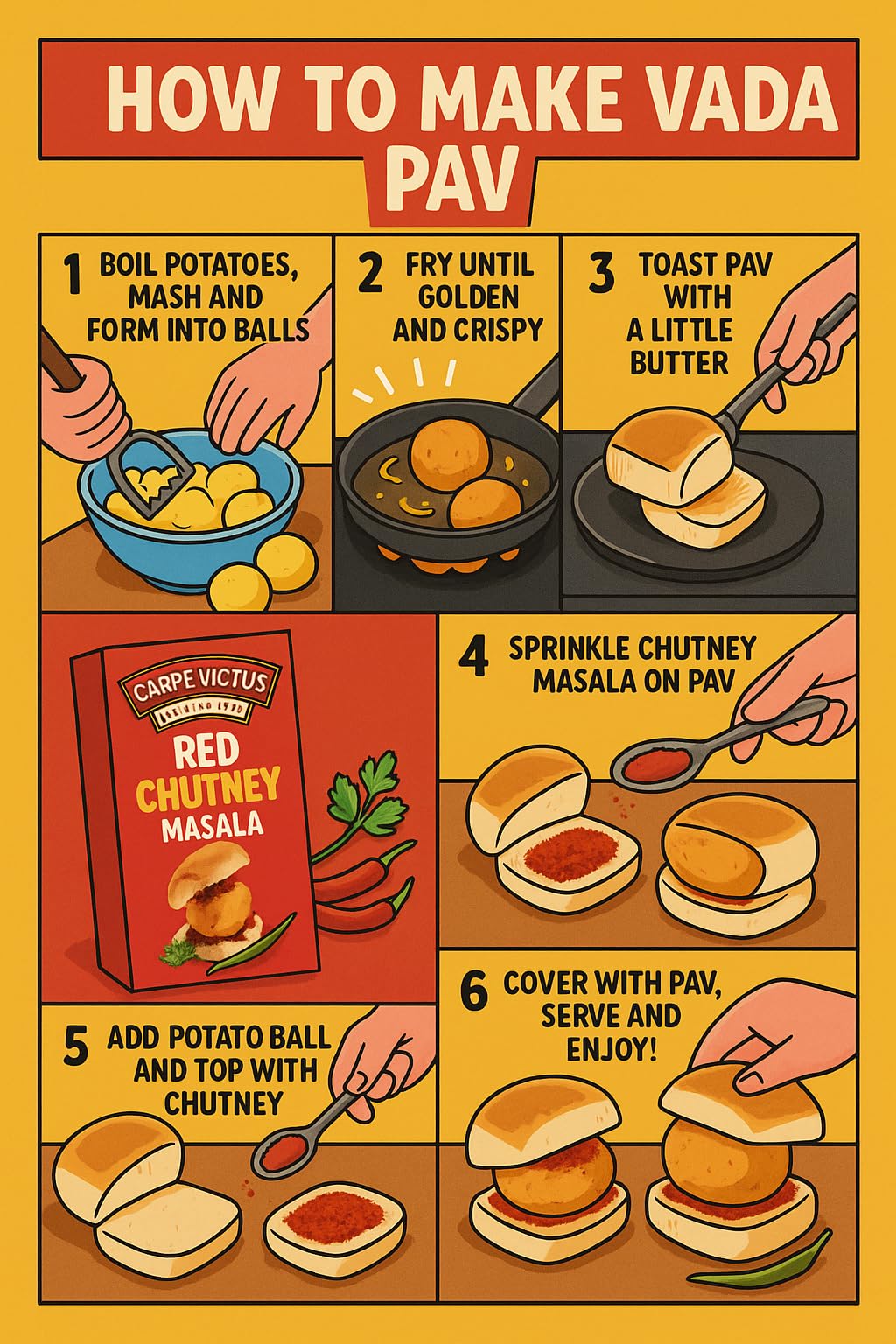 Carpe Victus Authentic Mumbai Vada Pav Masala Powder Mix - 100g | Ready-to-Use Vada Pav Dry Chutney | Spicy & Flavorful Indian Seasoning