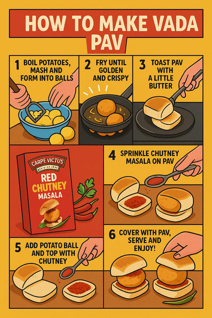 Carpe Victus Authentic Mumbai Vada Pav Masala Powder Mix - 100g | Ready-to-Use Vada Pav Dry Chutney | Spicy & Flavorful Indian Seasoning