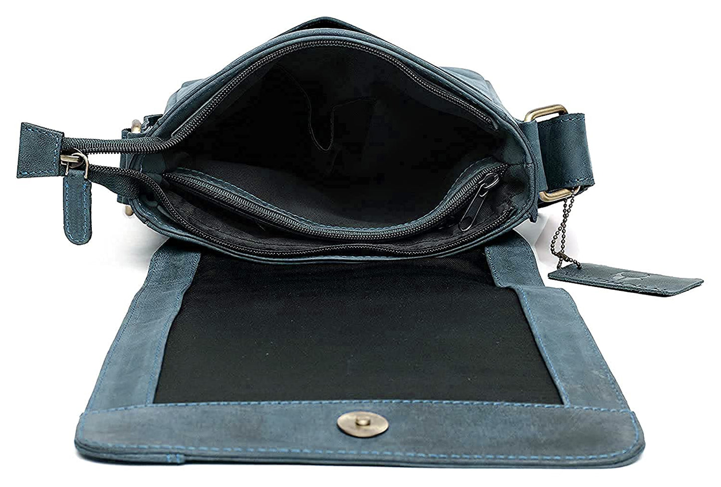 WildHorn Genuine Leather Sling Bag for Men – Stylish, Spacious, and Durable Crossbody Bag for Daily Use & Travel | Adjustable Strap | 1-Year Warranty (Blue Hunter)