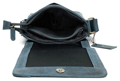 WildHorn Genuine Leather Sling Bag for Men – Stylish, Spacious, and Durable Crossbody Bag for Daily Use & Travel | Adjustable Strap | 1-Year Warranty (Blue Hunter)