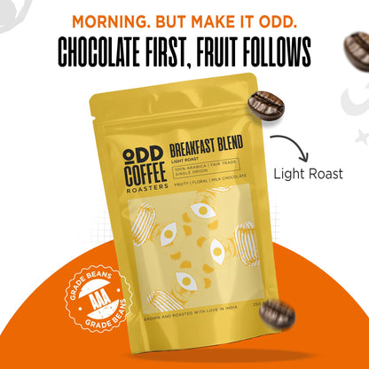 ODD COFFEE ROASTERS 100% Arabica Coffee Fruity, Floral And Milk Chocolate Breakfast Blend Coffee Powder For French Press 250 Gram AAA Beans