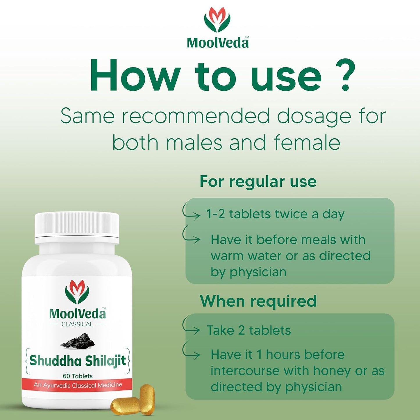 Moolveda Original Shuddha Shilajit Pure Gold Tablets for Men & Women, I- image 3