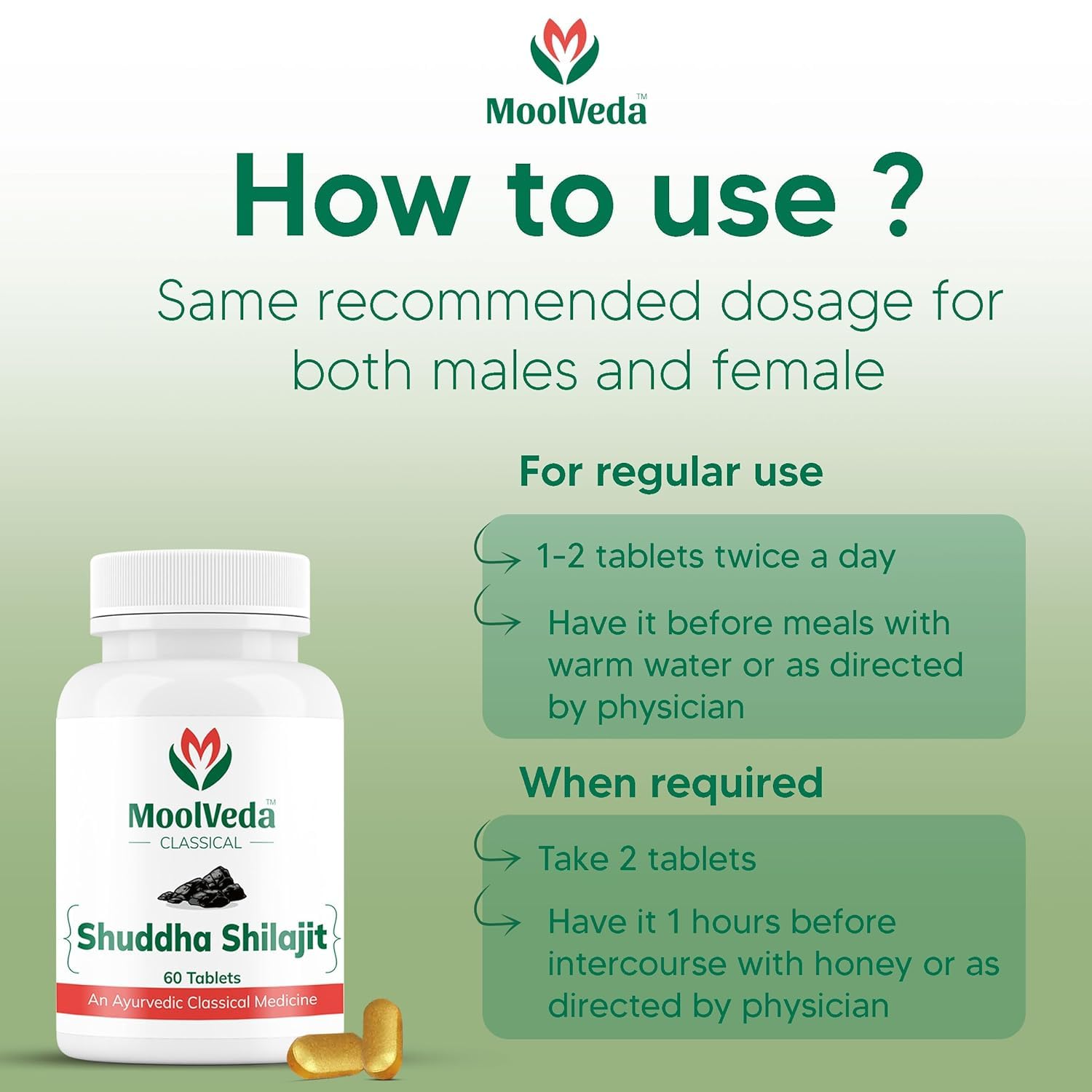 Moolveda Original Shuddha Shilajit Pure Gold Tablets for Men & Women, I- image 3