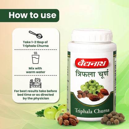 Baidyanath Triphala Churna - 400gm | Supports Healthy Digestive Tract | Helpful in Bowel Wellness, Acidity & Gas Relief (Pack of 1)