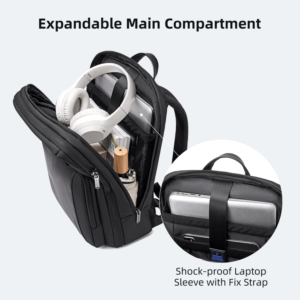 Arctic Hunter 25L Expandable Laptop Backpack for Men | Slim Office Business Backpack for 15.6 Inch Laptop | Water Resistant Travel & Daily Commute Bag
