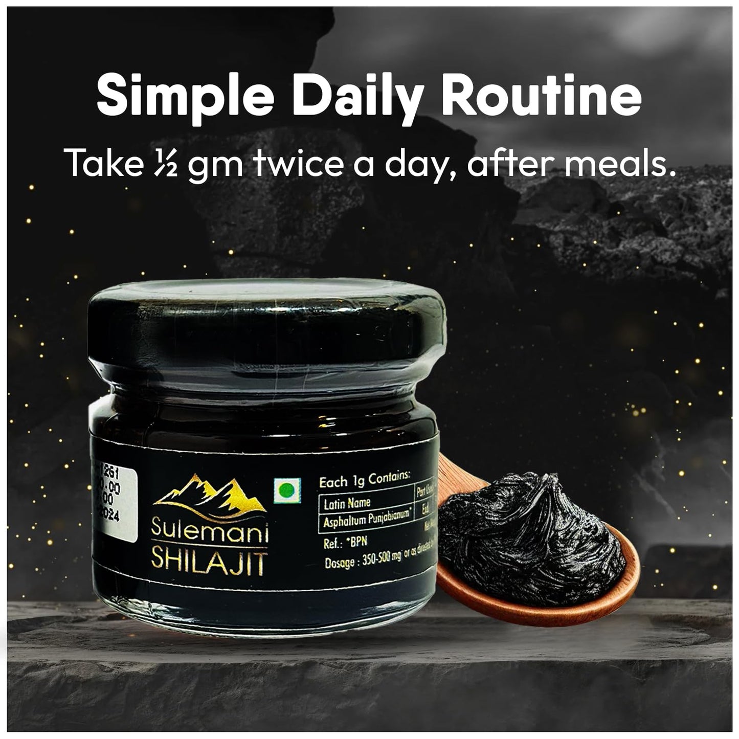 Hakim Suleman's Sulemani Shilajit Resin – 100% Natural, Authentic Mineral Pitch, Rich in Fulvic Acid & Trace Minerals, Energy & Stamina Booster - 0.02 Kg