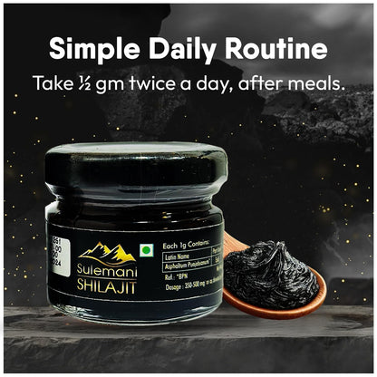 Hakim Suleman's Sulemani Shilajit Resin – 100% Natural, Authentic Mineral Pitch, Rich in Fulvic Acid & Trace Minerals, Energy & Stamina Booster - 0.02 Kg