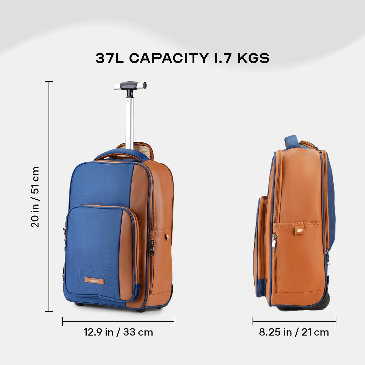 Assembly Jetson 30L Trolley Laptop Backpack for Men Women 15.6 Inch Office Travel Bag Blue
