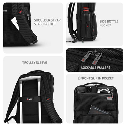 VIP Urban 17 Inch Compatible Laptop Backpack 20L | Water-Resistant with USB Charging Port | Padded Laptop Sleeve, 2 Compartments, Trolley Sleeve | Office & Travel Backpack for Men & Women (Black)