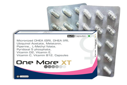 One More XT Sustained Release DHEA 75mg | Dehydroepiandrosterone 75mg (25mg IR+50mg SR) | Ubiquinol Acetate (Coenzyme Q10), Melatonin, L methyl folate, Vitamin E, C, D2, B12, B6, Piperine for men & women -30 Capsules