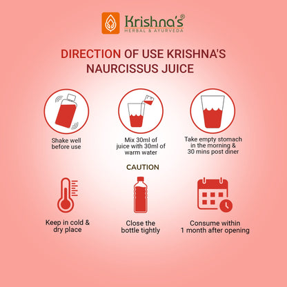 Krishna's Naurcissus Juice - 1000 ml | Ayurvedic ingredients Ashwagandha, Kaunch Beej, Vidari Kand, Shatawari, Akarkara, Safed Musli, Gokhru Etc | Helps in boosting Stamina - (Pack of 2)