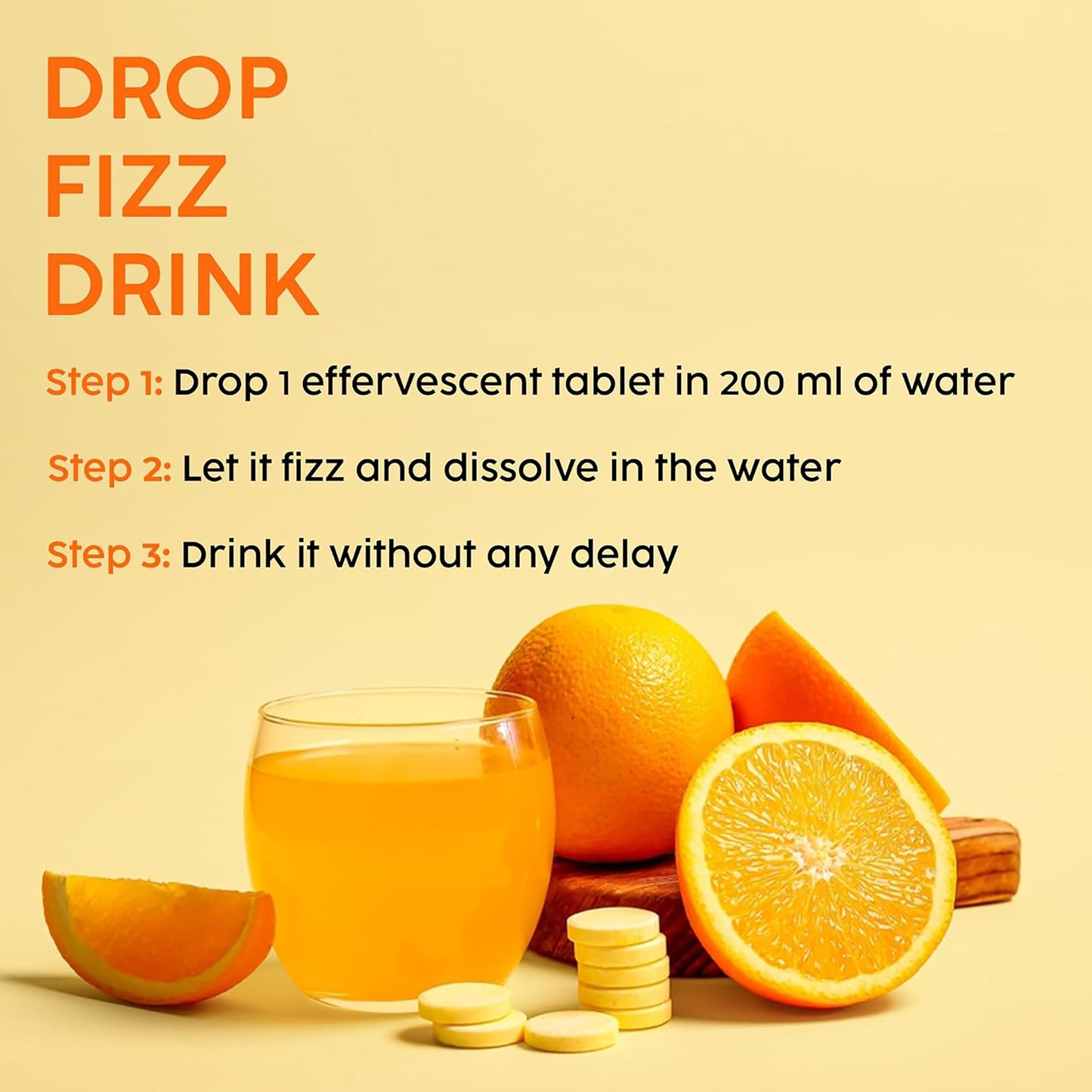 VACCURE Vitamin C Effervescent Tablet, 20 Count, with L-Glutathione, Gluten Free, Orange Flavor, for Skin Brightening, Adults
