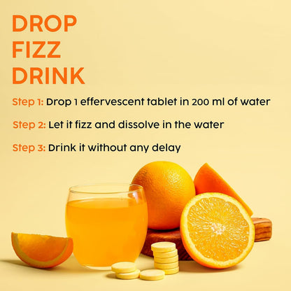 VACCURE Vitamin C Effervescent Tablet, 20 Count, with L-Glutathione, Gluten Free, Orange Flavor, for Skin Brightening, Adults