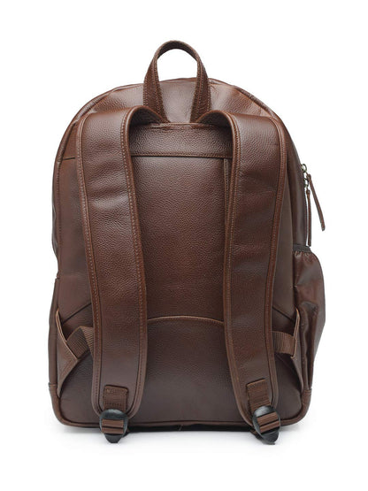 Teakwood Unisex Genuine Leather Brown Solid Backpack||Unisex Laptop Bag/Backpack