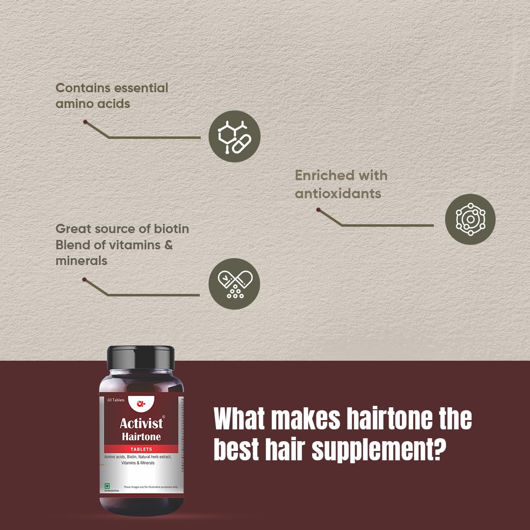 Activist - Hairtone Tablet High Potency Biotin Maximum Strength For Hair Growth Supplements for Men & Women (30 tablets) New | Supports Stronger Hair, Healthier Scalp, Improves Hair Growth & Thickness