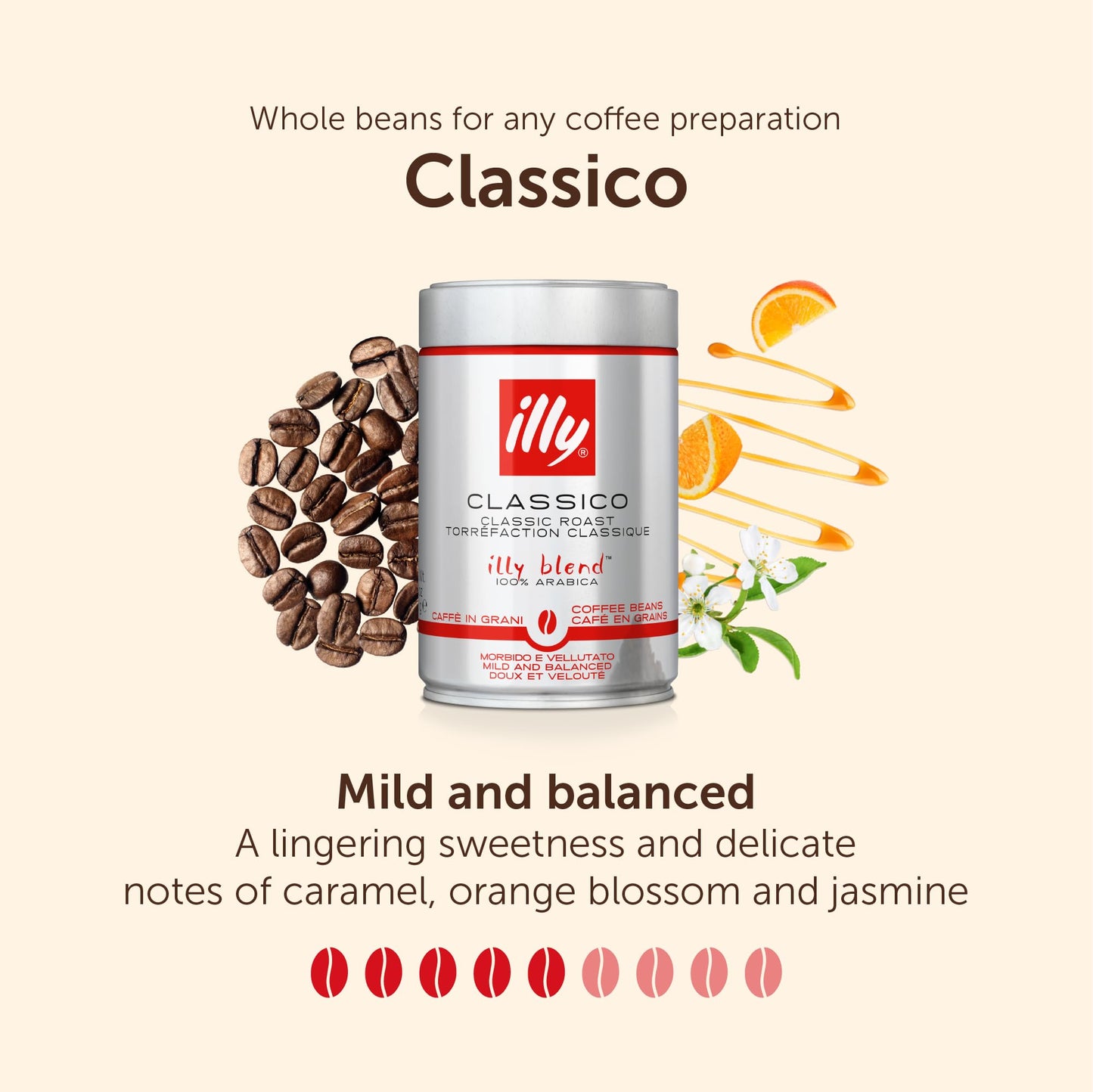 Illy Regular Coffee Beans, 250 Gram, Can, Vegetarian