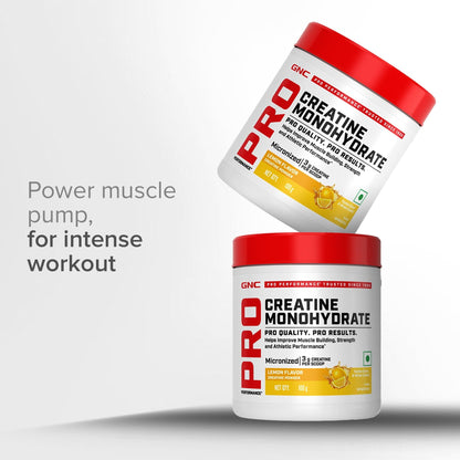 GNC Pro Performance Creatine Monohydrate - 3000mg Creatine Per Scoop | Micronized for Faster Absorption | Boosts Energy, Muscle Volume & Performance | Gluten-Free | Lemon | 100gm