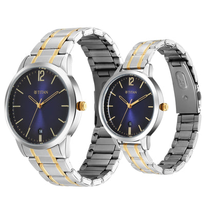 Titan Men Stainless Steel Analog Blue Dial Watch-18062617Bm01, Band Col- image 3