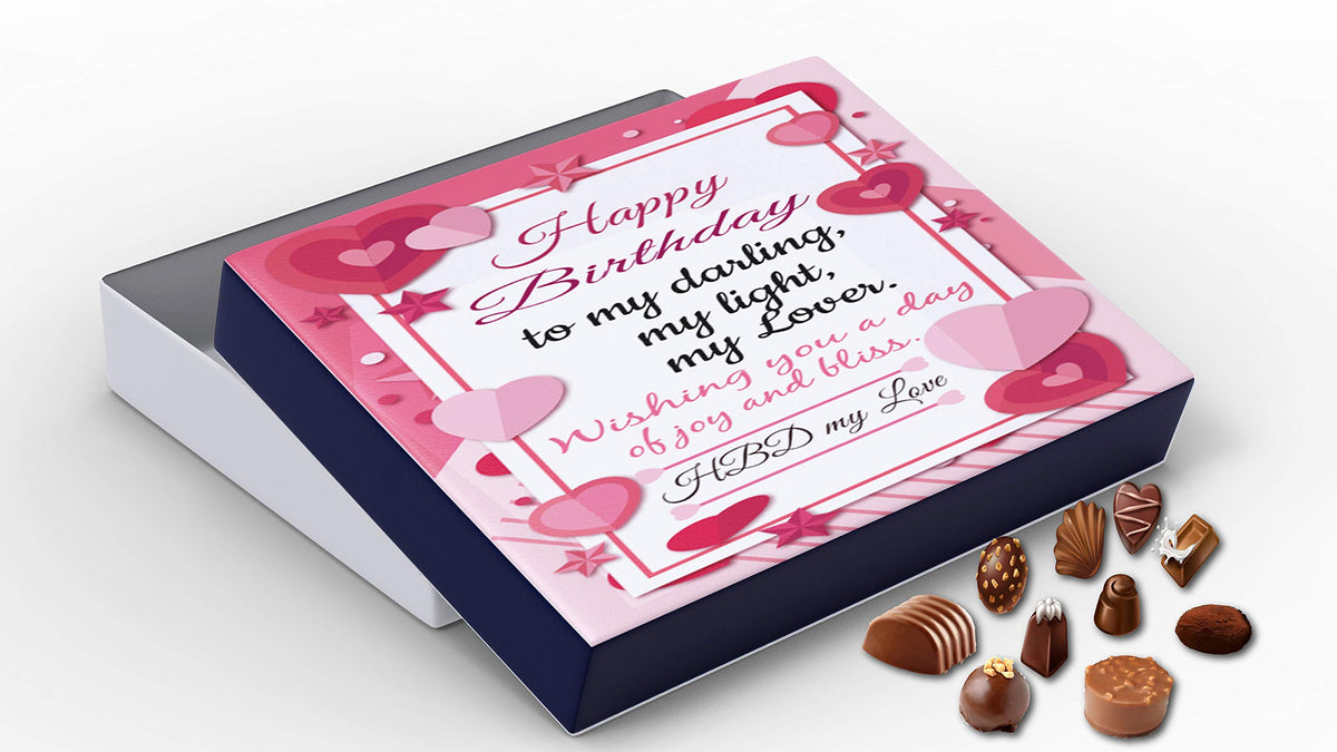 redbakers.in Happy Birthday Love Special 12 Chocolate Gift Box & Greeting card Combo (HBDmyLoveRed)