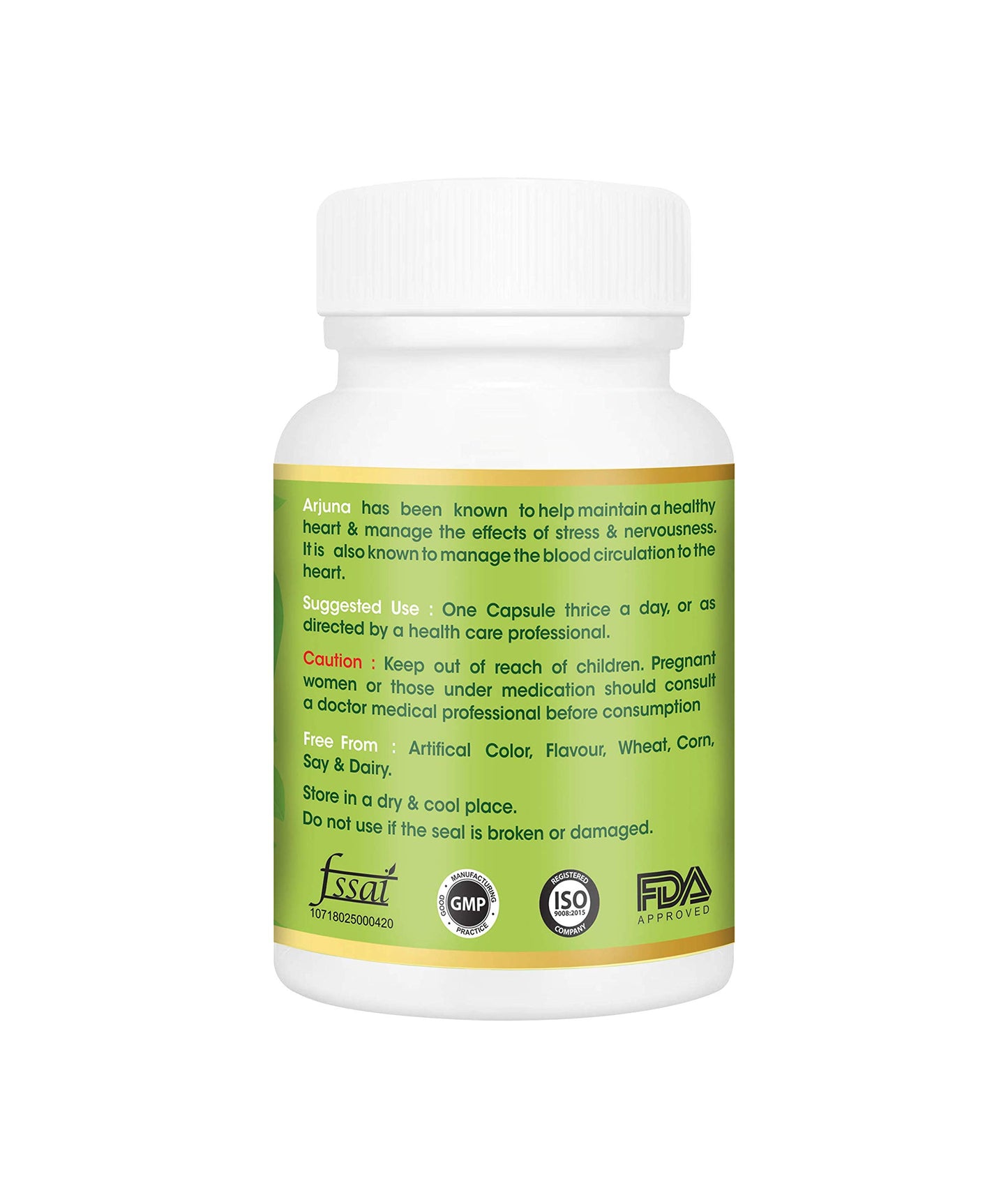 taGreen ARJUNA Capsules for Cholesterol & Healthy Heart, Pure Ayurvedic, Natural, Herbal Supplement, 500 mg , 60 Capsules Pack - Total 180 Capsules (Pack of 3)
