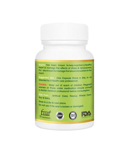 taGreen ARJUNA Capsules for Cholesterol & Healthy Heart, Pure Ayurvedic, Natural, Herbal Supplement, 500 mg , 60 Capsules Pack - Total 180 Capsules (Pack of 3)