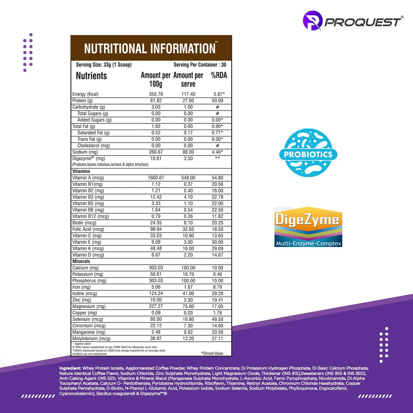 ProQuest Iso Quest Whey Protein Isolate (Café Brazil, 1KG / 2.2 lb / 30- image 3